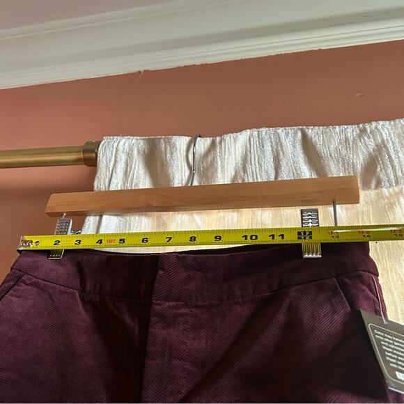 Kut from the Kloth Burgundy Plum Corduroy Cropped Trouser Pants NWT Size 2P - Picture 6 of 8